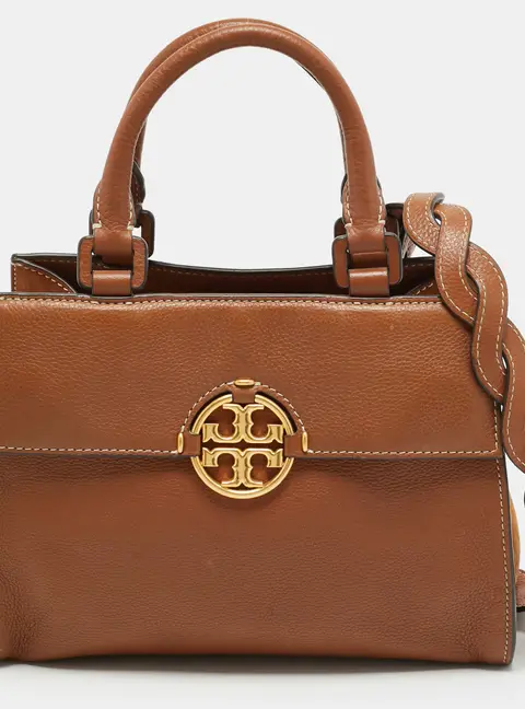 Tory Burch Miller Brown Leather and Suede Top Handle Bag
