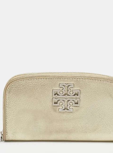Tory Burch Britten Gold Leather Zip Around