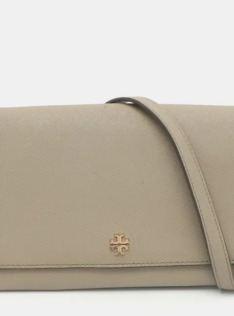 Tory Burch Grey Leather Wallet On Chain