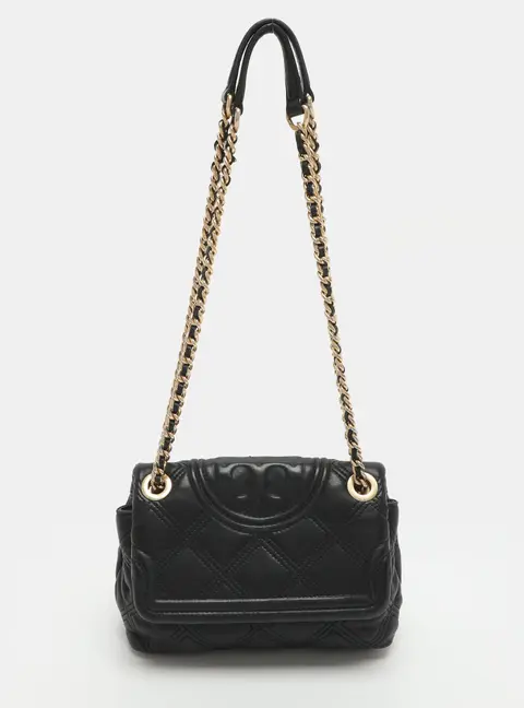 Tory Burch Fleming Black Soft Leather Shoulder Bag