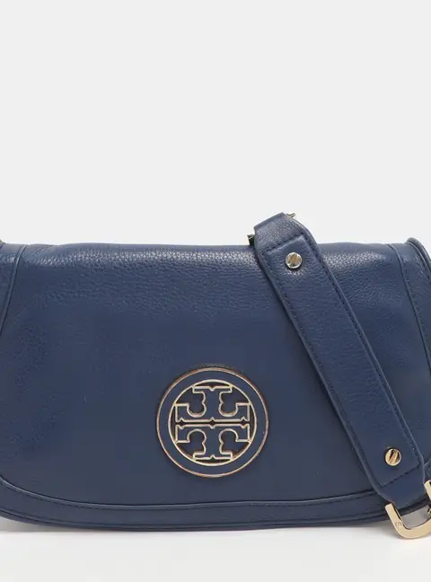 Tory Burch Amanda Blue Leather Shoulder Bag