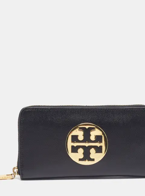 Tory Burch Reva Zip Black Leather Continental Wallet