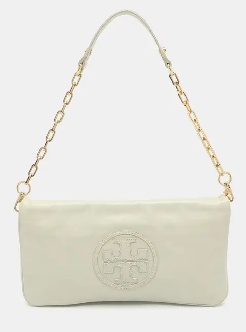 Tory Burch Reva White Leather Clutch