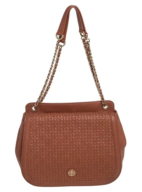 Tory Burch Brown Leather Flap Shoulder Bag