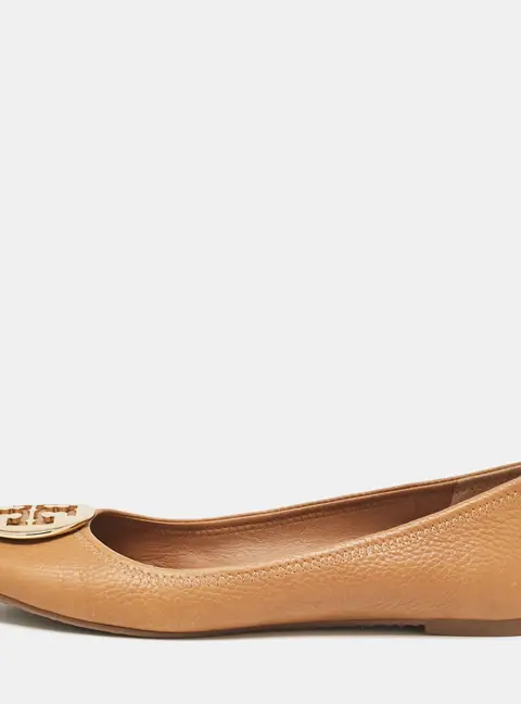Tory Burch Brown Leather Reva Ballet Flats Size 39.5