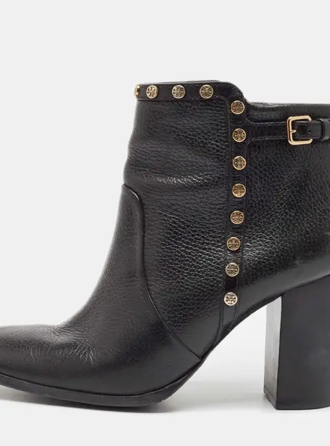 Tory Burch Black Leather Mae Ankle Booties Size 40.5