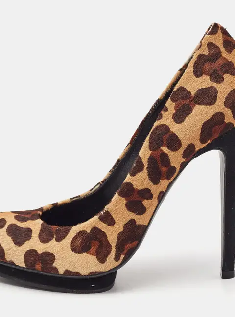 Tory Burch Brown Leopard Print Round Toe Pumps Size 40.5
