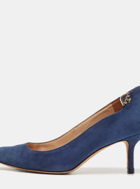 Tory Burch Blue Suede Elizabeth Pointed Toe Pumps Size 35.5