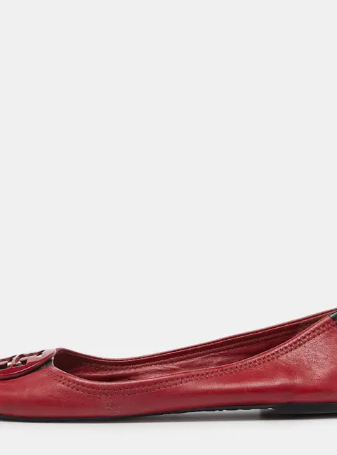 Tory Burch Size 37.5 Red Leather Ballet Flats