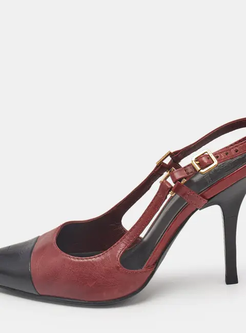 Tory Burch Black/Red Leather Slingback Pumps Size 39