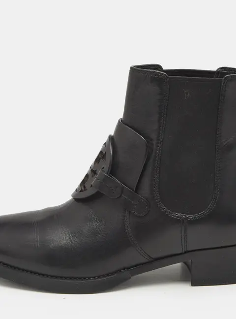 Tory Burch Black Leather Miller Ankle Length Boots Size 39