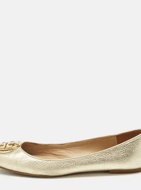 Tory Burch Claire Size 39.5 Gold Patent Leather Ballet Flats