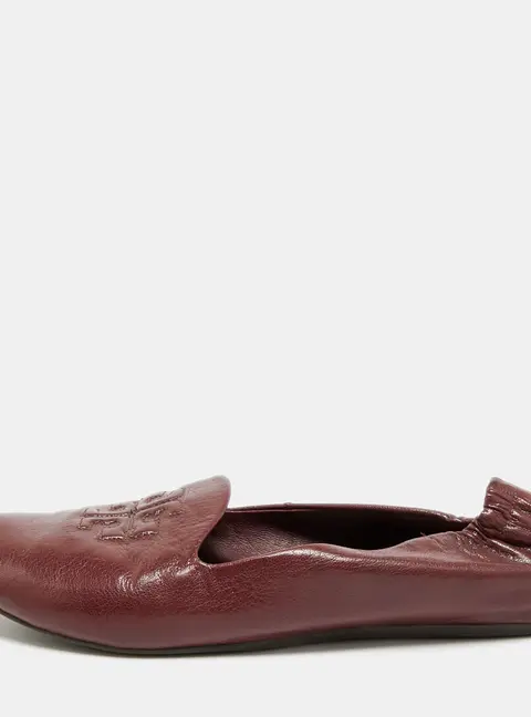 Tory Burch Reva Size 38 Burgundy Leather scrunch Ballet Flats