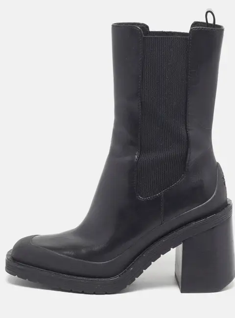 Tory Burch Demi Glove Baby Size 36.5 Black Leather Block Heel Chelsea Boots