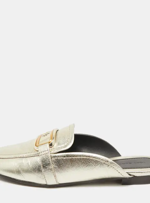 Tory Burch Gold Leather Georgia Mules Size 37