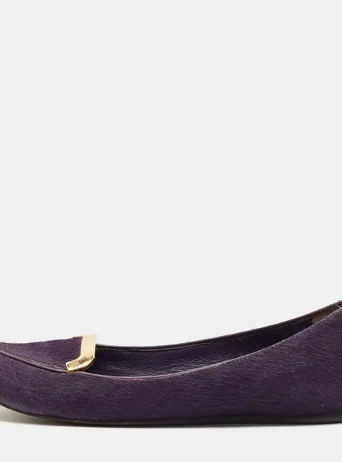 Tory Burch Purple Calf Hair Round Toe Smoking Slippers Size 37