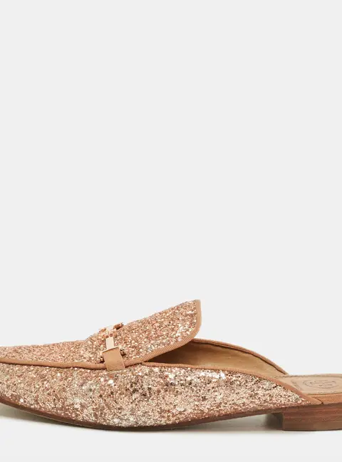 Tory Burch Gold Glitter Amalia Mules Size 39