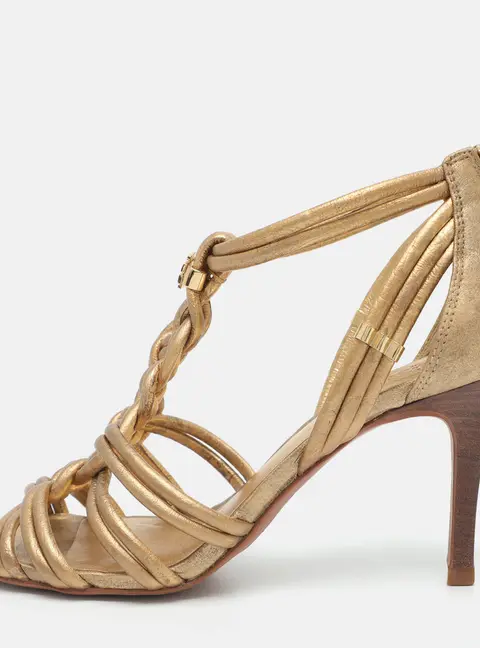 Tory Burch Size 38.5 Gold Leather Ankle Strap Sandals