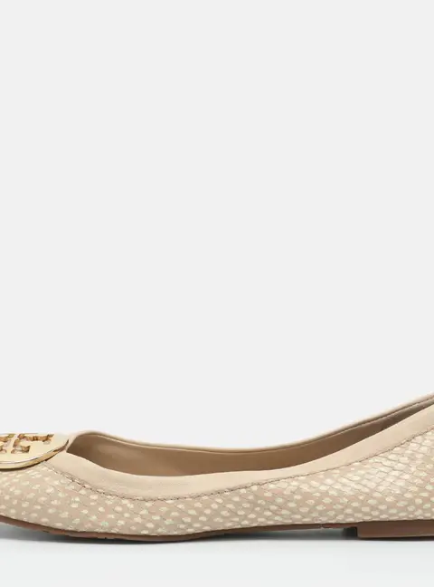 Tory Burch Reva Size 36.5 Beige Snake Print Leather Ballet Flats