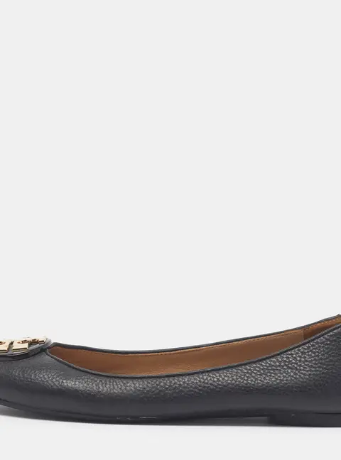 Tory Burch Minnie Travel Size 37 Black Leather Ballet Flats