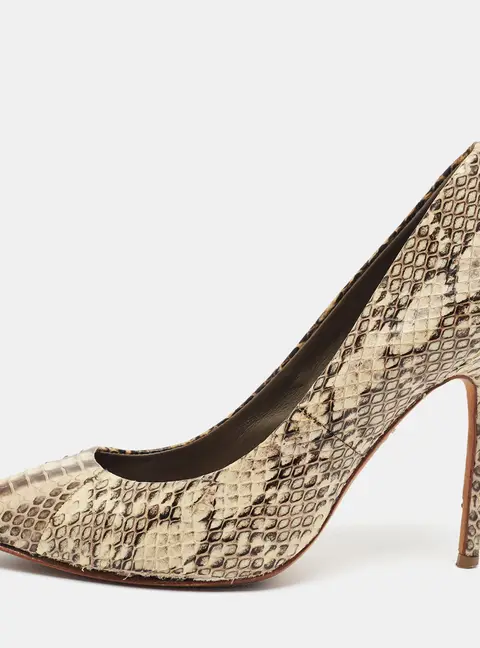 Tory Burch Cecile Size 36 Cream Snakeskin Leather Pointed Toe Pumps