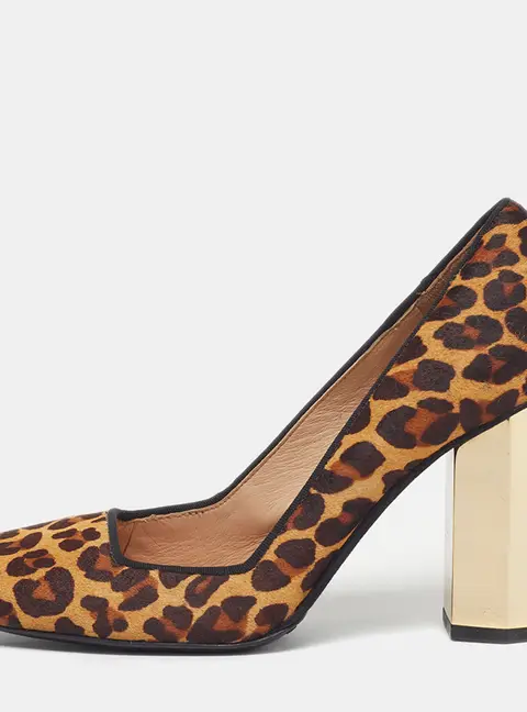 Tory Burch Size 37.5 Brown Calf Hair Block Heel Pumps