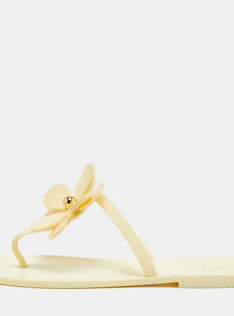 Tory Burch Size 38 Cream Jelly Thong Flats Slide