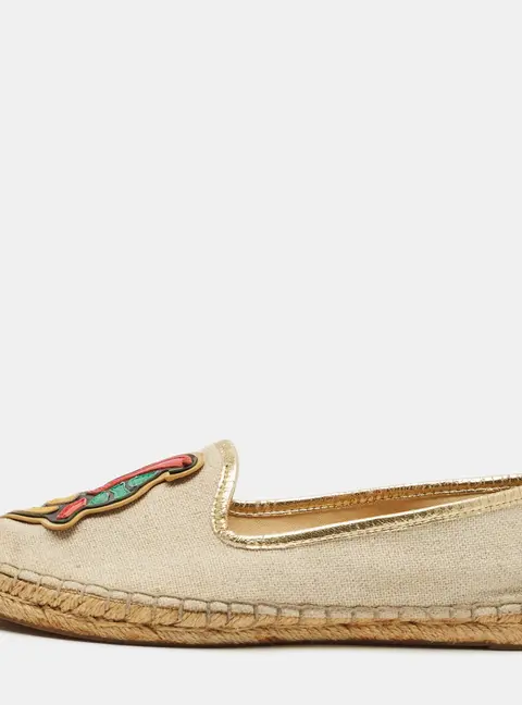 Tory Burch Size 36 Beige Leather and Straw Espadrille Flats