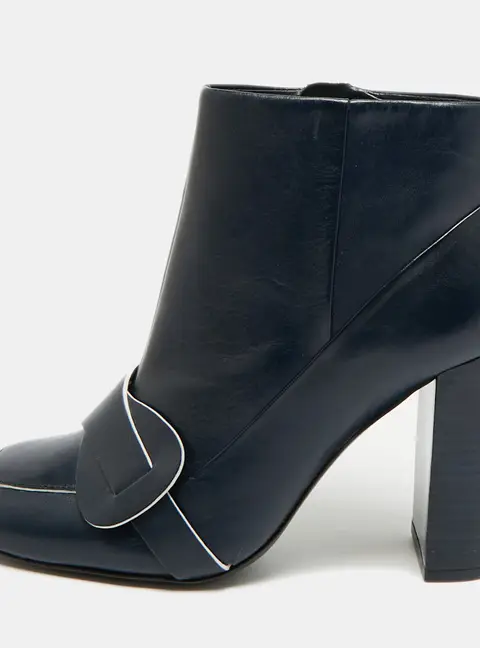 Tory Burch Bond Size 36.5 Navy Blue Leather Ankle Length Boots
