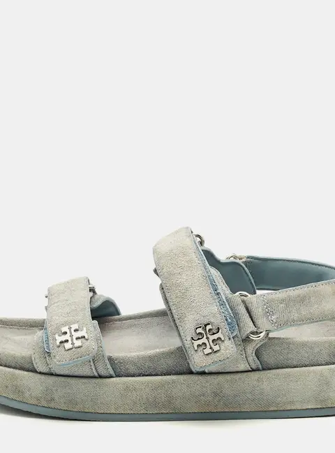 Tory Burch Kira Size 39 Light Blue Suede Ankle Strap Sandals
