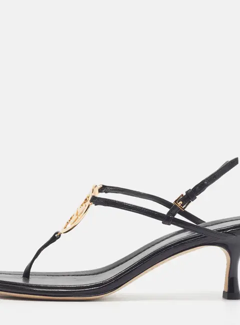 Tory Burch Miller Size 39.5 Black Leather Slingback Sandals