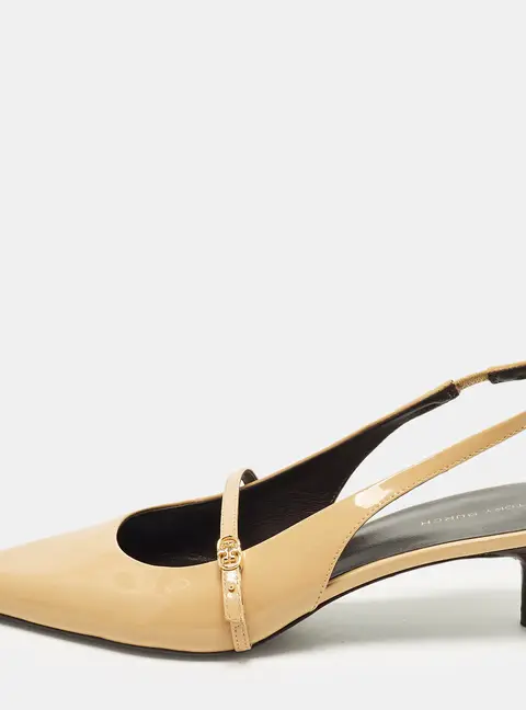 Tory Burch Size 38 Beige Patent Leather Slingback Pumps