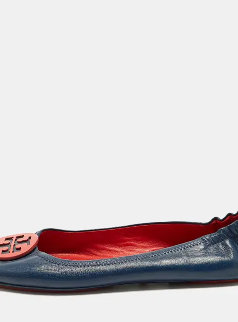 Tory Burch Minnie Size 40 Navy Blue Leather Ballet Flats