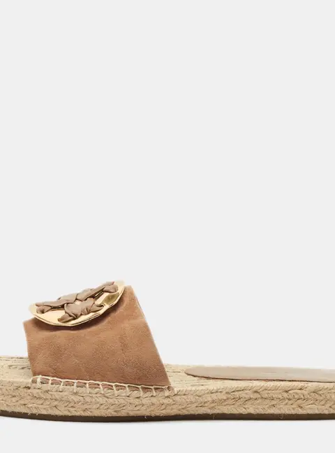 Tory Burch Double T Size 39 Beige Suede Espadrille Flats