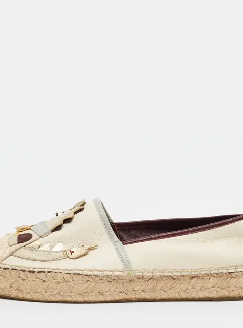 Tory Burch No Style Size 39 Multicolor Canvas and Leather Espadrille Loafers