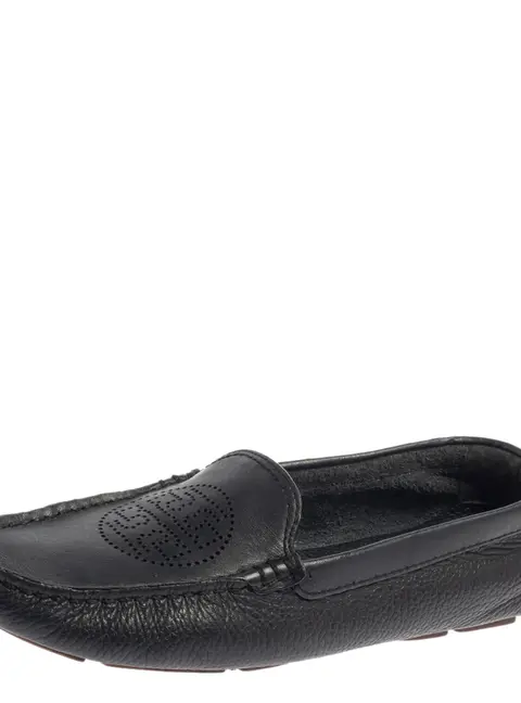 Tory Burch Dark Blue Leather Slip On Loafers Size 37.5