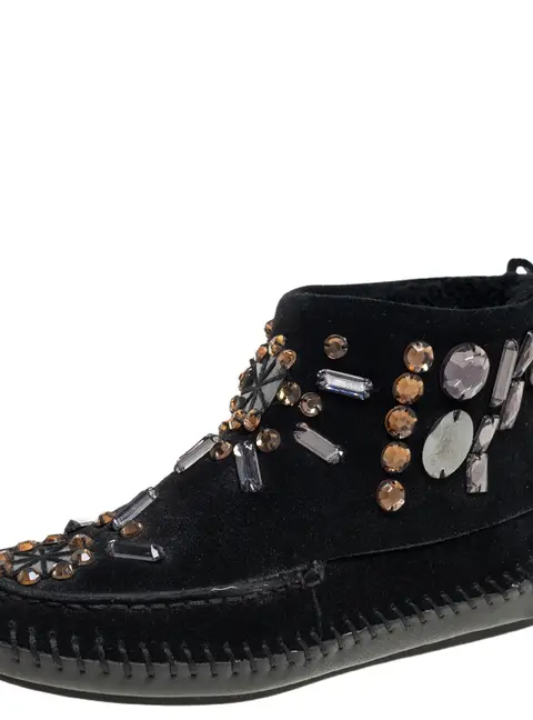 Tory Burch Black Suede Embellished Booties Size 36