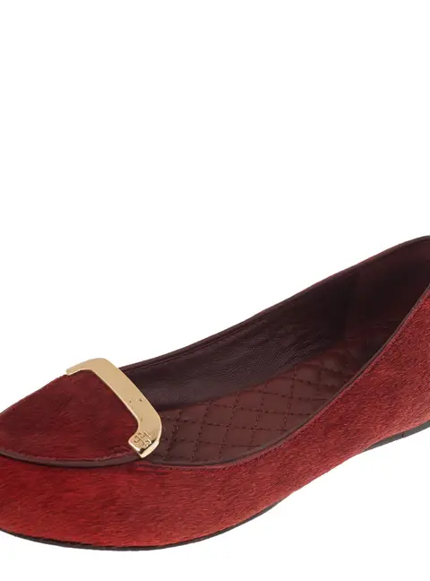 Tory Burch Red Calf Hair Ballet Flats Size 36.5