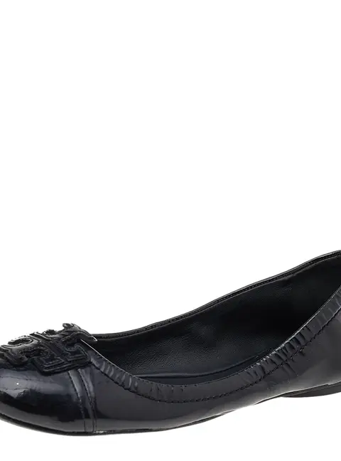 Tory Burch Size 35 Black Patent Leather Ballet Flats