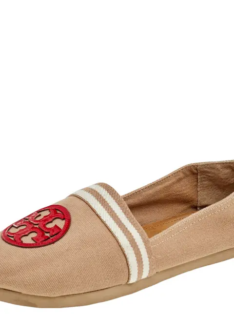 Tory Burch Multicolor Canvas and Patent Leather Espadrille Flats Size 37.5