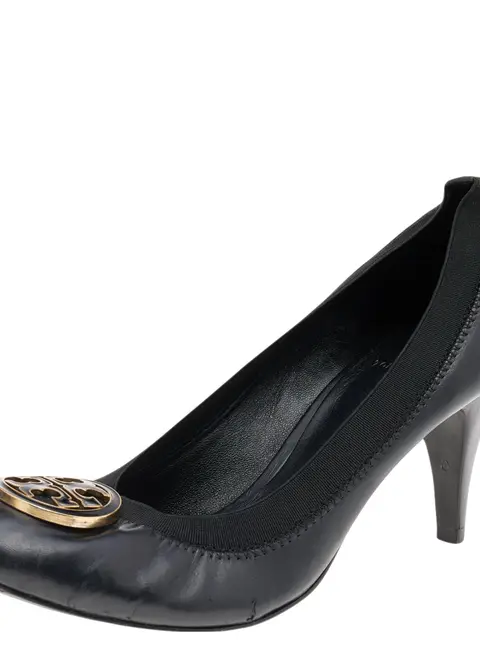Tory Burch Black Leather And Elastic Caroline Pumps Size 40