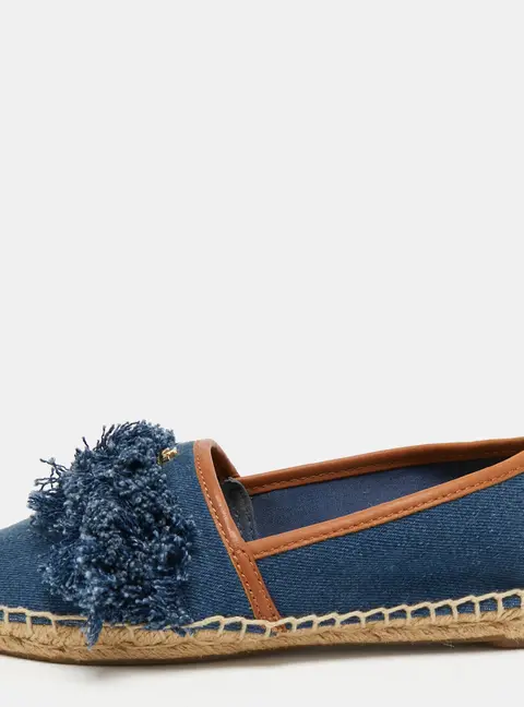 Tory Burch Blue Denim Shaw Espadrilles Flats Size 36.5