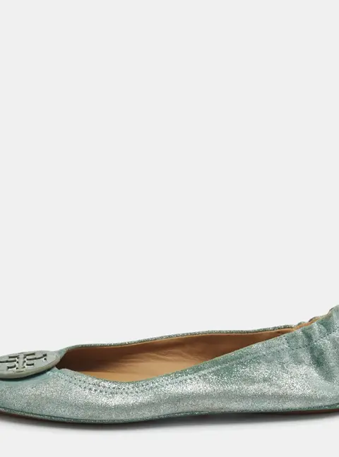 Tory Burch Metallic Suede Minnie Ballet Flats Size 40