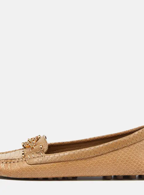 Tory Burch Beige Snakeskin Embossed Leather Driving Loafers Size 36