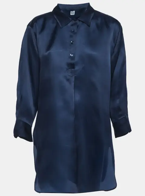 Toteme Navy Blue Silk Oversized Tunic S