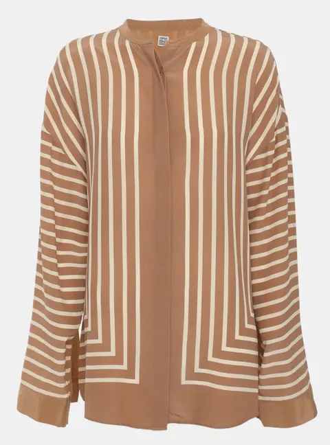 Toteme Brown/White Stripe Silk Blouse S