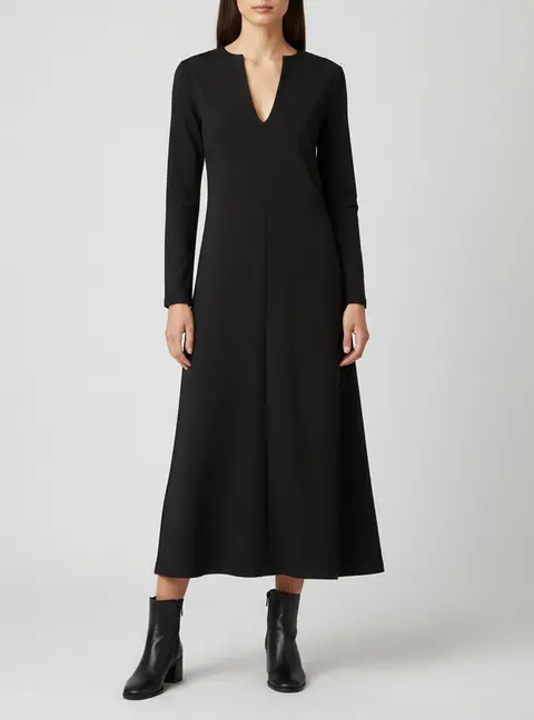 Toteme Black Jersey Deep V-Neck Amaya Midi Dress L