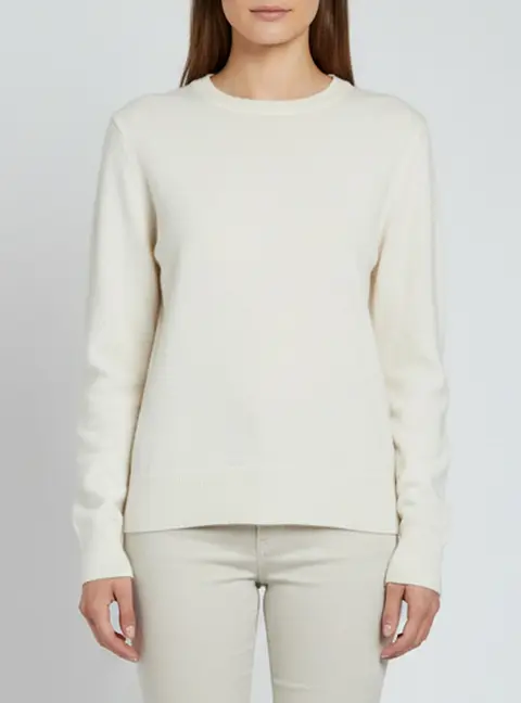 Toteme Cream Cashmere Knit Crew Neck Sweater M