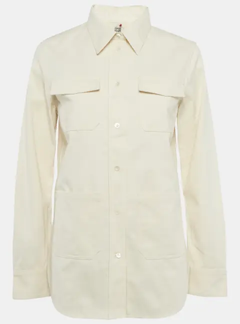Toteme Beige Organic Cotton Patch Pocket Shirt S