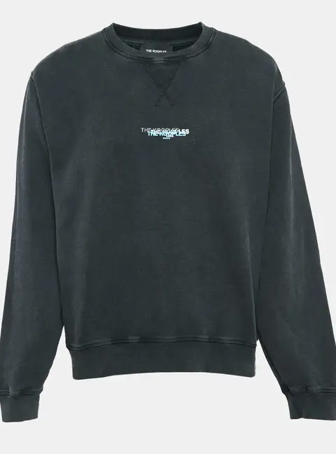 The Kooples Grey Logo Print Faded Cotton Knit Sweatshirt M